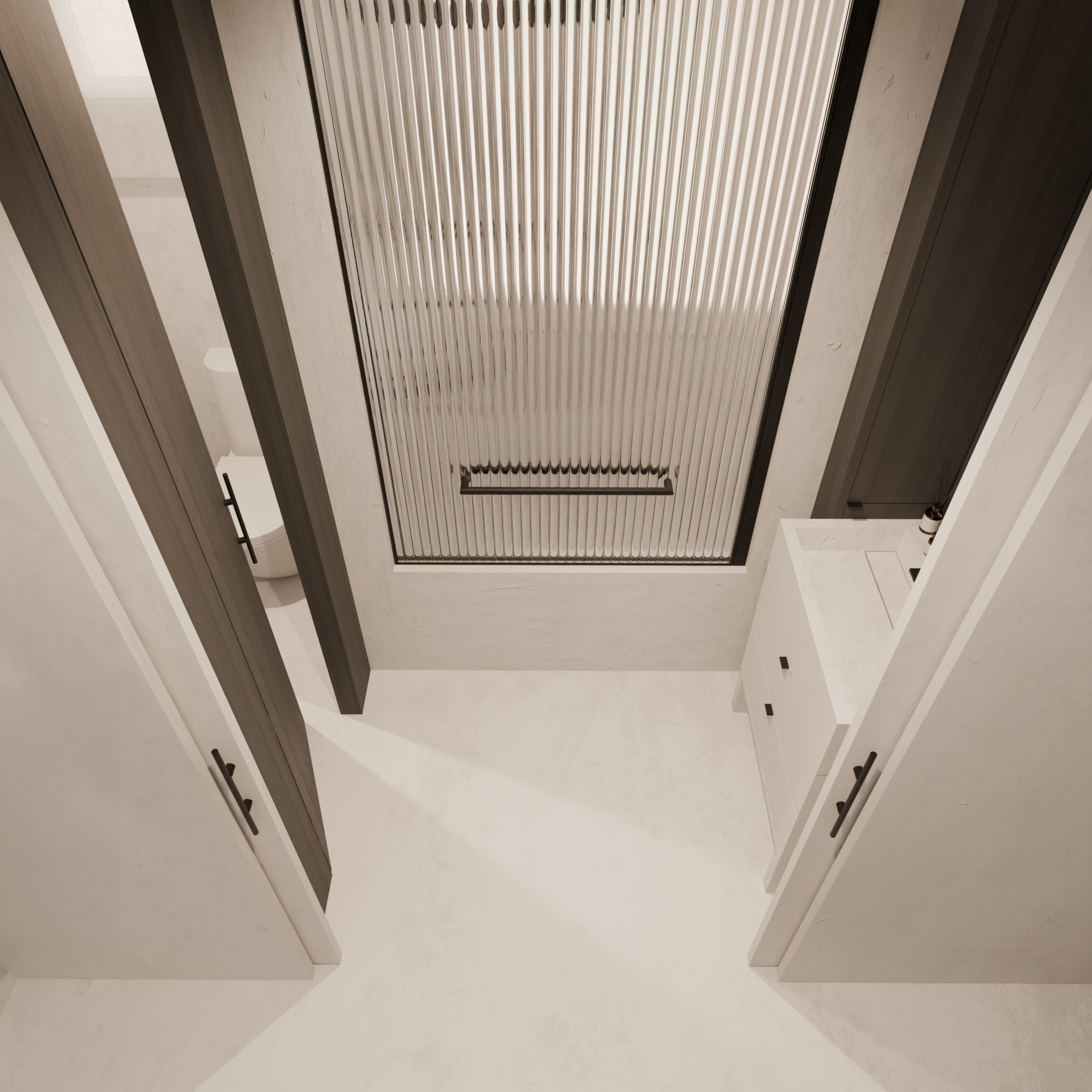 Detalle de ducha y materiales