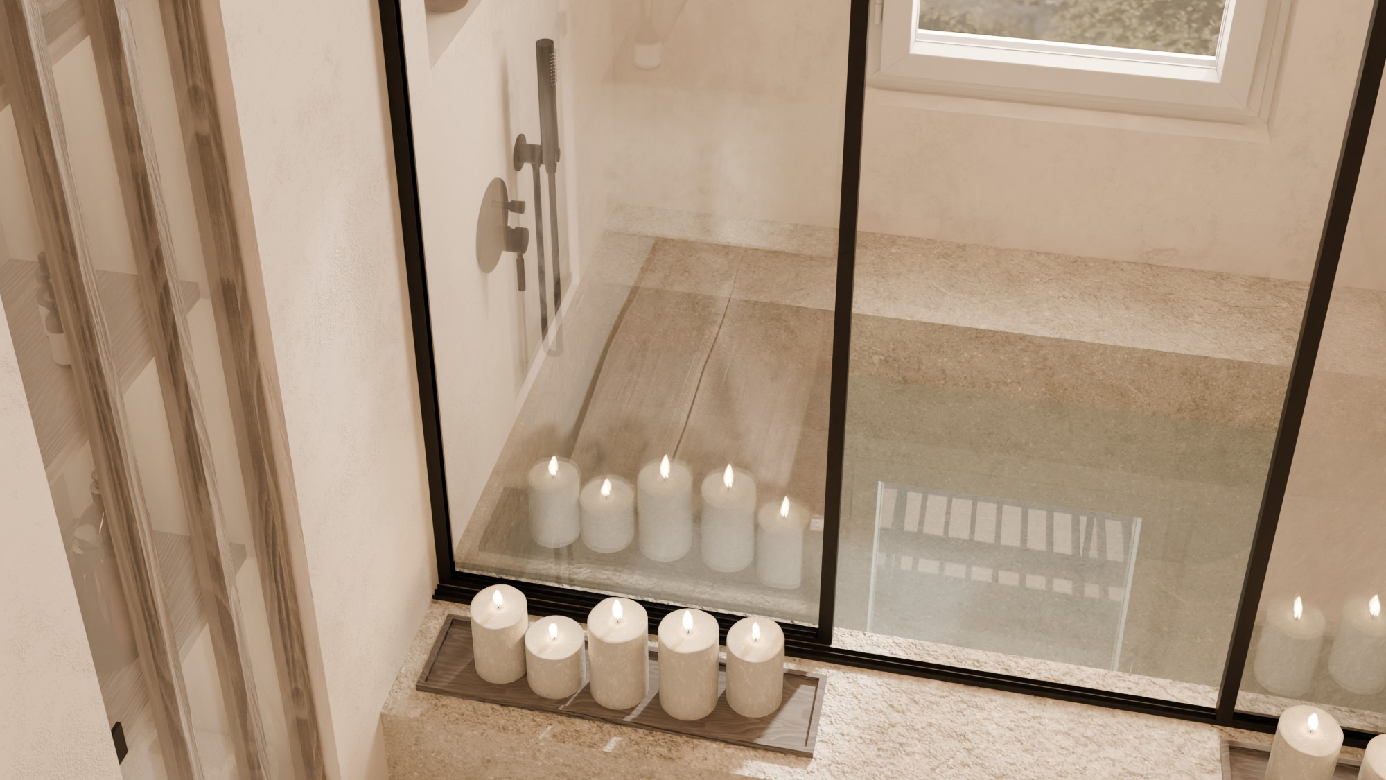 Detalle de materiales del baño Zen Vida